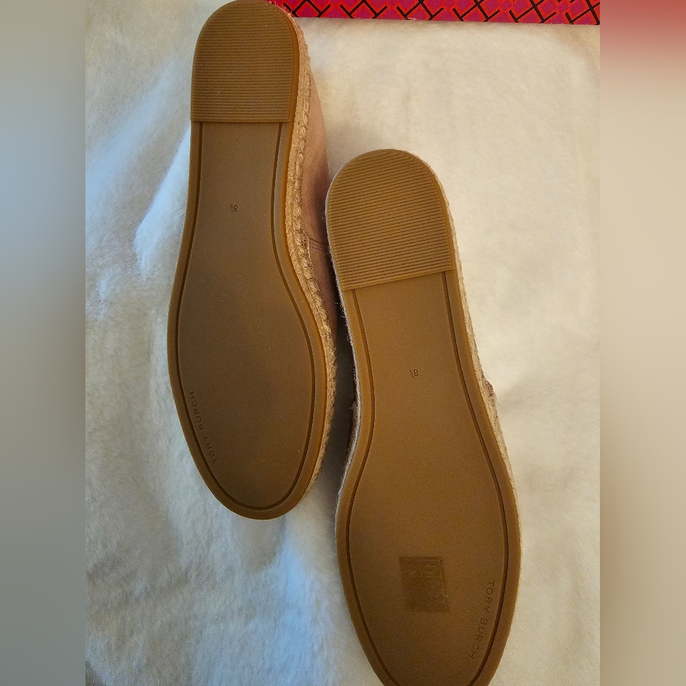 00224- NEW! TORY BURCH PEARL LOGO FLAT ESPADRILLE SENSORY MFO-SUEDE- - Picture 8 of 11